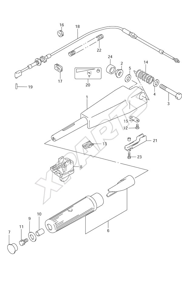  Tiller Handle(S/N 652501  Newer) til Suzuki motor